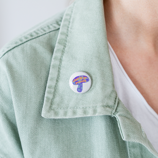 Show Up Shroomie buttons - white